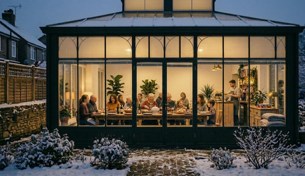heated conservatory in winter